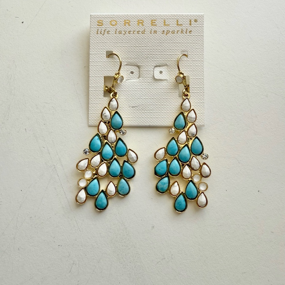 Sorrelli Turquoise and Gold Chandelier Earrings